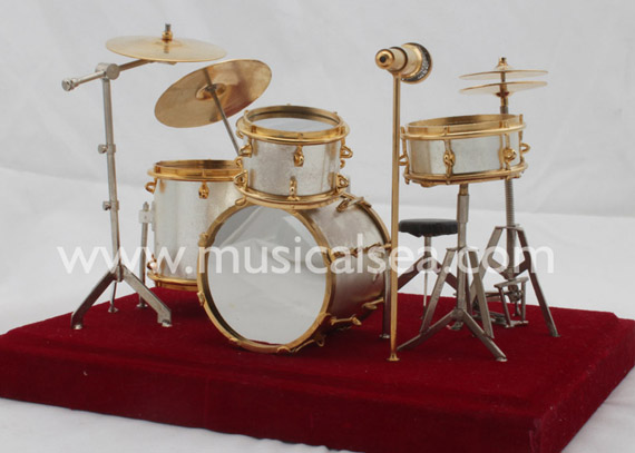 Miniature musical instrument 5pcs silver drums per set